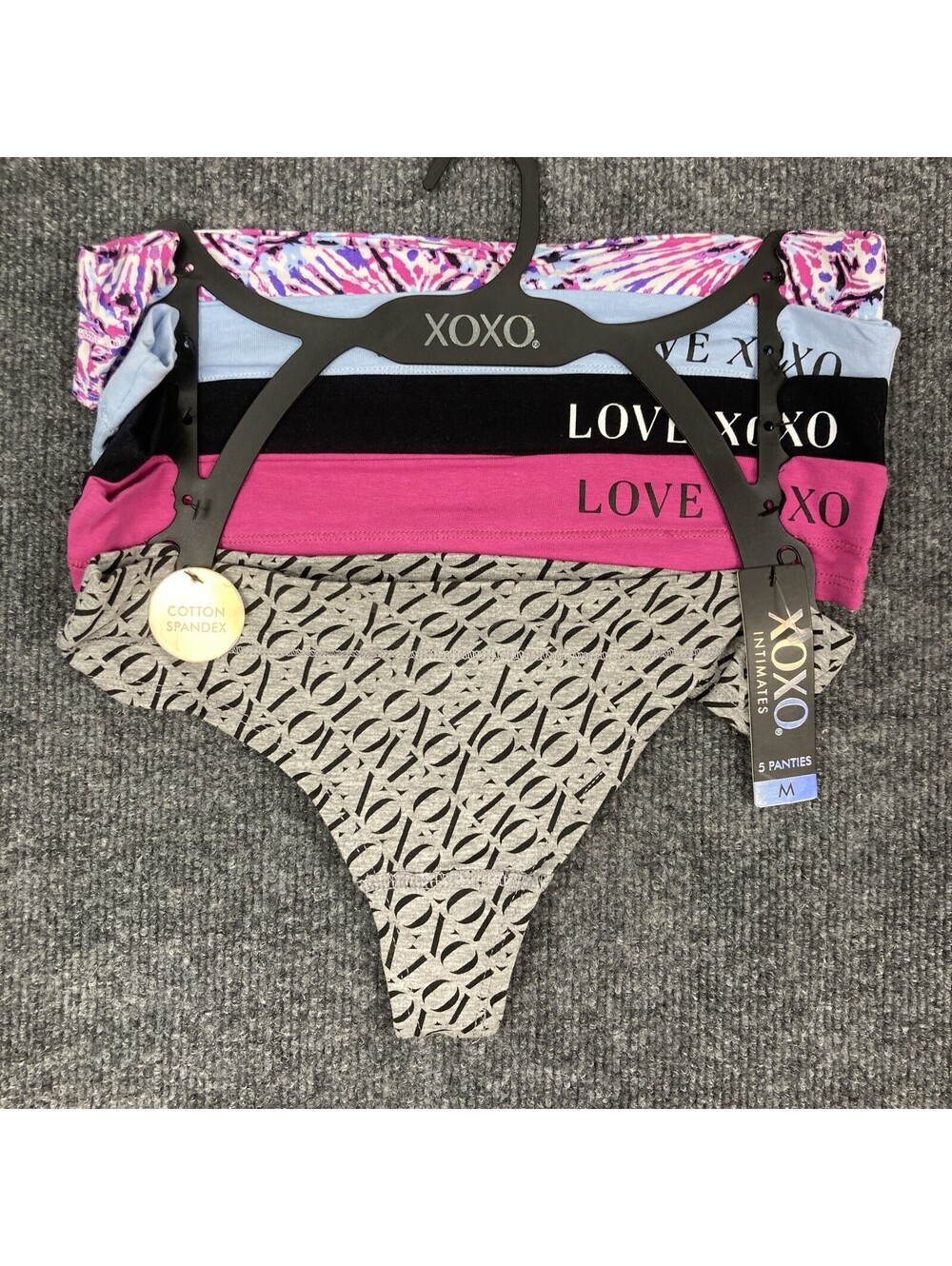 XOXO Womens Size Medium Assorted Color Love Thong Underwear Panties Set of 5 NWT